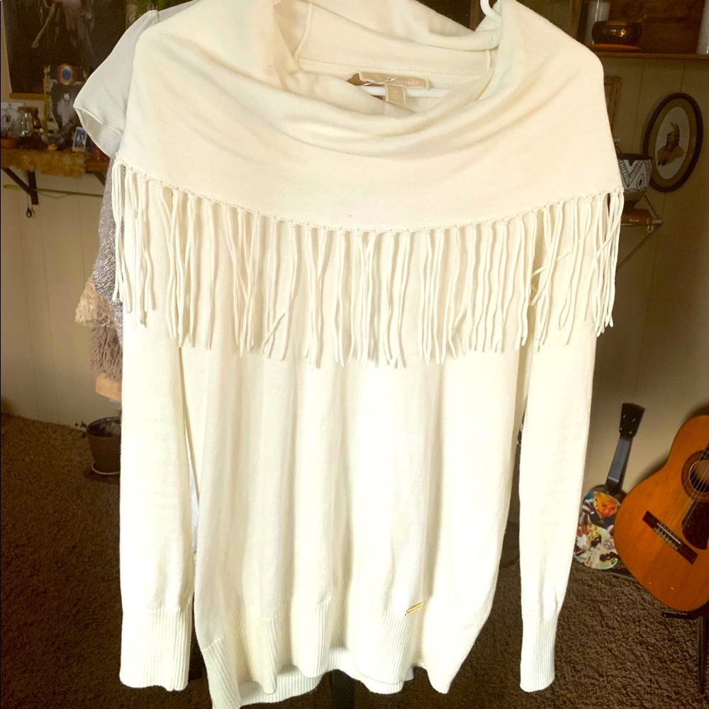 Michael Kors White Fringe Sweater